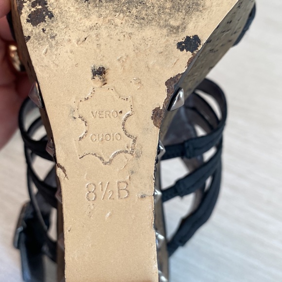 CHARLES DAVID Black Leather Rave Wedges with Silver Studs Sz 8-1/2 B - Picture 11 of 16